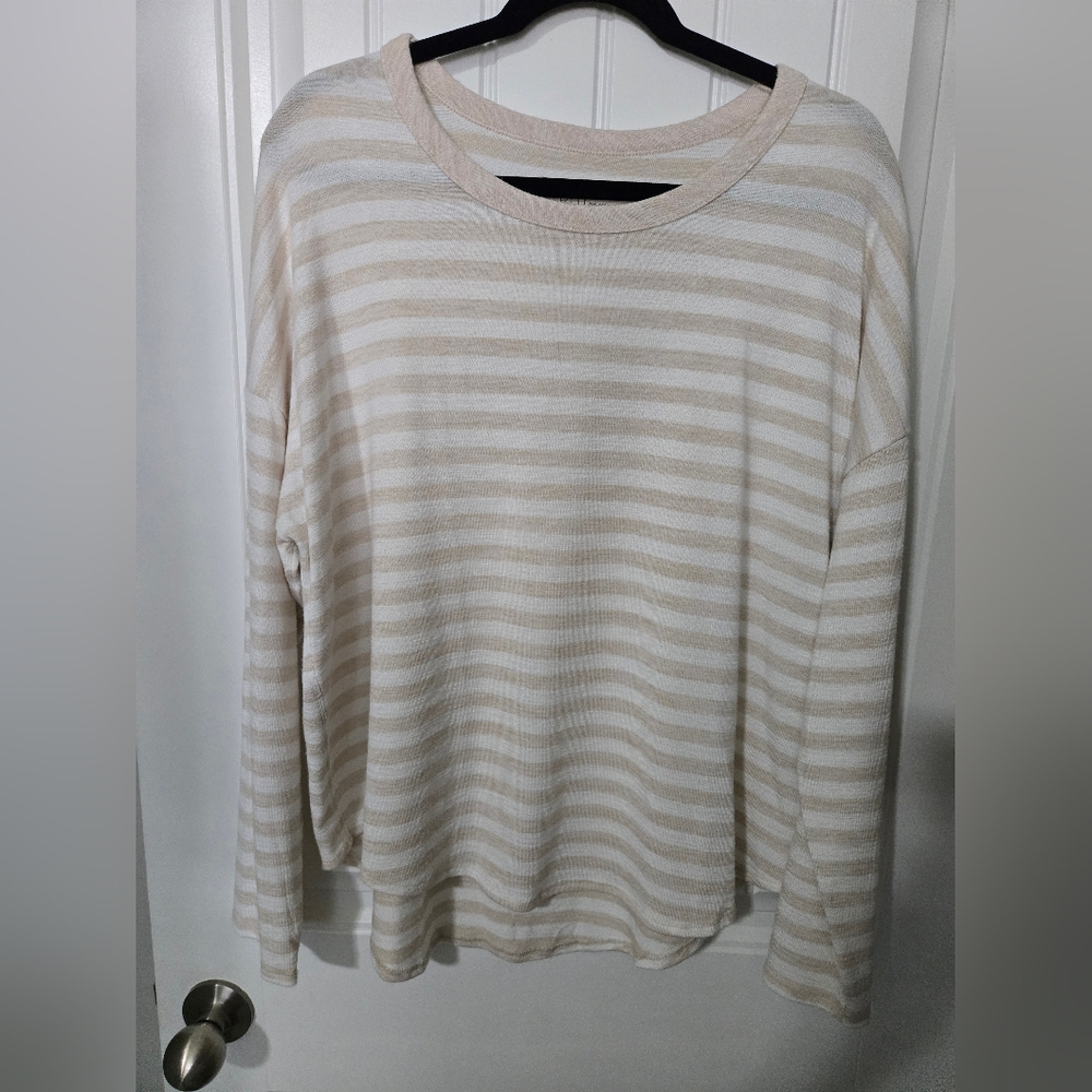 Time and Tru Beige and White Striped Sweater